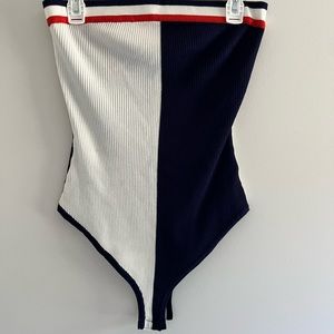 Red white and blue bodysuit